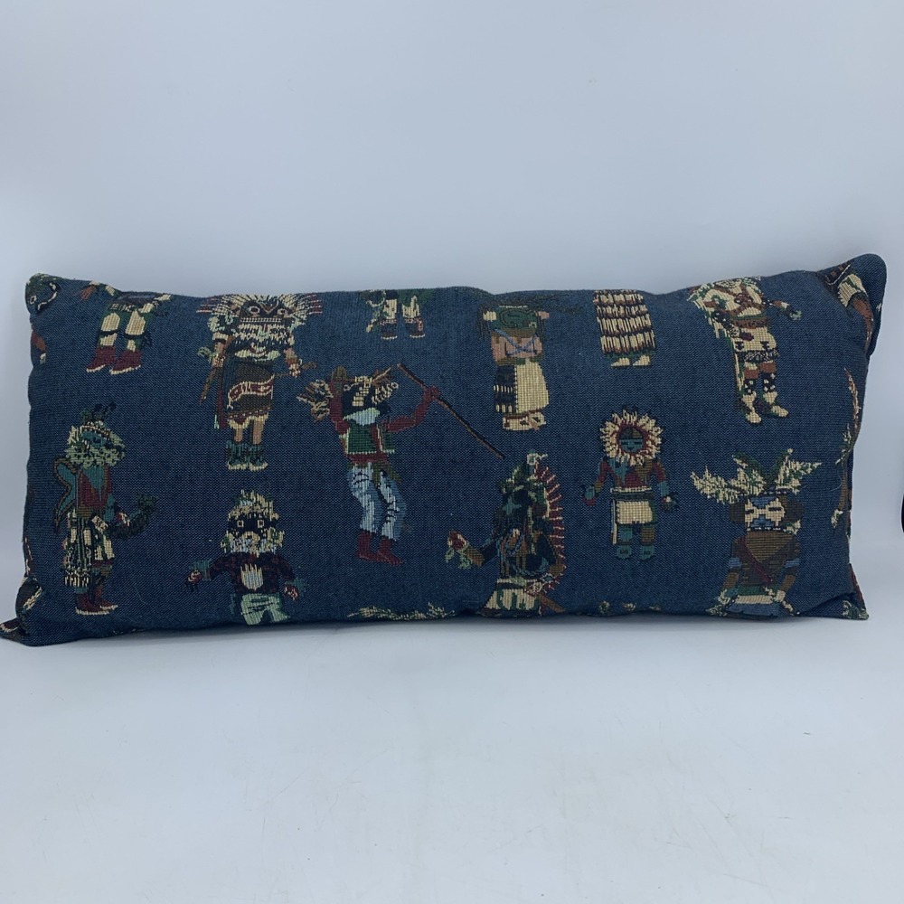 Tapestry Kachina Pueblo Aztec Native American Bolster 25" Decor Pillow Prim